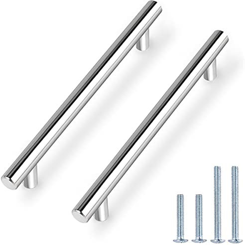 Probrico 5 PCS Polished Chrome Kitchen Drawer Knobs Hole Spacing 192mm 7.5 Furniture Cabinet Door Handles Cupboard Pull Stainless Steel