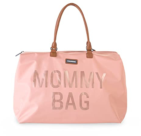 CHILDHOME, Mommy Bag, Borsa per il cambio, Maternità, Borsa da viaggio, Grande capacità, Fasciatoio, Tracolla regolabile, Compartimenti, Tasca isolata, Passaggio valigia, oro e rosa
