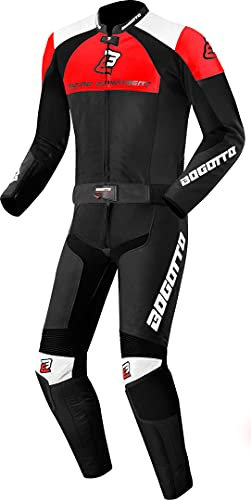 Bogotto Losail 2-Teiler Motorrad Lederkombi, schwarz/weiß/rot, 50