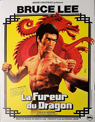 La Fureur du Dragon Kinoplakat, klein, 53 x 40 cm, gerollt, Bruce Lee Feder 1982