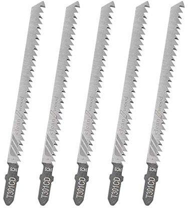 BE-TOOL Lot de 5 lames de scie sauteuse T301CD avec tige en T pour couper du métal, du bois, du PVC et plus encore – Compatible avec Bosch, Dewalt, Hitachi, Makita, Festool, etc