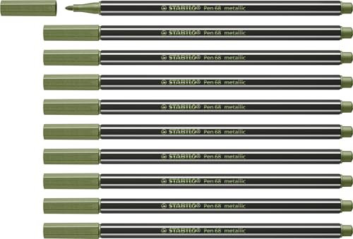 STABILO - Premium Metallic-Filzstift - Pen 68 metallic - 10er Pack - metallic hellgrün