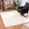 Teppich Wohnzimmer Shaggy Creme - 140x200cm - Schlafzimmer Hochflor - mit Fransen Flauschig Meliert Muster - Oeko Tex 100 Standard - Allergiker geeignet