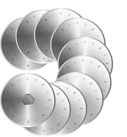 Ersatzklingen für Rollschneider, 10 Stücke Runde Klinge Rotary Cutter Ersatzklingen für Rollschneider 45 MM / 28 MM Refill Klingen Stoff Leder Handwerk Nähen Quilten Passt Schneider (45mm,Silber)