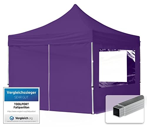 TOOLPORT Faltpavillon Faltzelt Pavillon 3x3m - 4 Seitenteile Aluminium 32mm Partyzelt 700N lila