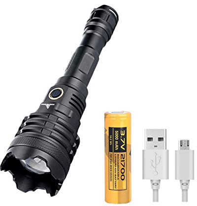WINDFIRE Super Bright Torch 50000 Lumens, Powerful Rechargeable Torch, 5 Lighting Modes, Adjustable Focus Tactical Flashlight for Outdoor, Camping, Emergency