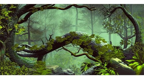 Hintergrund für Reptilien, 121,9 x 61 cm, Nebel Wald, Terrarium Hintergrund | AWERT Tropischer Regenwald, Stein, grüner Baum, Aquarium-Hintergrund, strapazierfähiges Polyester