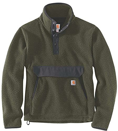 Carhartt RELAXED FIT FLEECE PULLOVER, Giacca in Pile, Uomo, Basil Heather, L