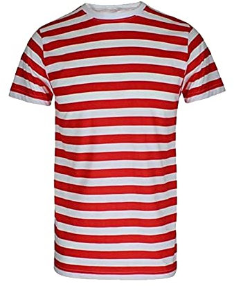GW CLASSY OUTFIT Men Striped T-Shirt Unisex Casual Crew Neck Short Sleeve Summer Book Week Stripes T Shirt Tops (M, Mens Red & White Stripe)