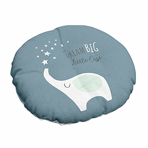Morbuy Stuhlkissen Runde Sitzkissen Nordic Tiermuster Atmungsaktiv Baumwolle Leinen Tatami Komfortable Stühle Bodenkissen Sitzauflagen für Outdoor Garten Office Sessel (40x40cm,Blauer Elefant)