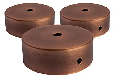 AMARCORDS - 3 Rosoni Lampadario in metallo, coprifili per lampada completo di accessori fermacavo viti e staffa da soffitto. Diametro 77mm altezza 26mm colore BRONZO