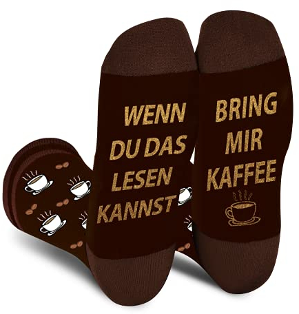 Lustige Kaffee Socken Herren Papa Junge - Wenn Du Das Lesen Kannst Bring Mir Kaffee - Bunte Männer Witzige Motiv Coole Verrückte Socken Ostern Geschenk Vatertag Weihnachten Strümpfe Geschenkideen