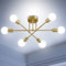 ANDAST Vintage Deckenleuchte,Gold Sputnik Kronleuchter Moderne,Retro Deckenlampe,6 flammig E27/26 Fassung Pendelleuchte Leuchten für Wohnzimmer Küche Esszimmer Schlafzimmer (ohne Leuchtmittel)