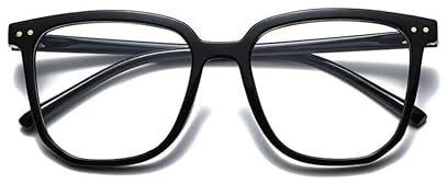 TECH-LINE-DIRECT Unisex Oversized Square Fashion Clear Lense Glasses For Men And Women (Black Frame + Clear Lens)