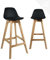 KAYELLES Lot de 2 chaises de Bar scandinave, siège Hauteur 67 cm avec Dossier et Coussin Simili Cuir intégré, Pieds Bois de hêtre Naturel Mali (Noir)
