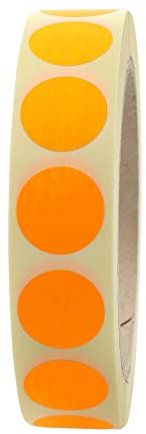 Markierungspunkte neonorange - Ø 20 mm - 1.000 bunte Klebepunkte auf 1 Rolle(n), 40 mm Kern, Papier, Inventuretiketten selbstklebend