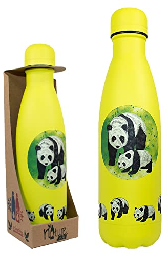NatureVac - Oso Panda de Deluxebase. Botella Térmica de Viaje Reutilizable para Agua Caliente, Café, Té