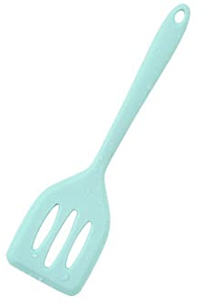HOIRIX 2Pack Small Silicone Turner High Heat Resistant Slotted Spatula for Fish, Eggs, Pancakes and More (8.2IN-1PC, Light blue)