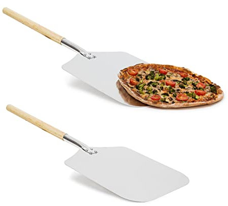 Set 2 Palas para Pizzas Cuadrada con Mango, 3 x 30.5 x 79 cm, 0,6 Kg, Madera y Metal