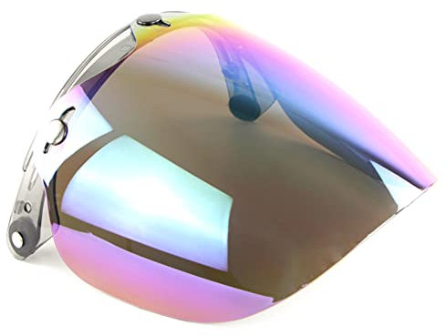 Aumotop Open Face Helmvisier Motorradhelm Bubble Lens 3-Snap Bubble Windschutzvisier