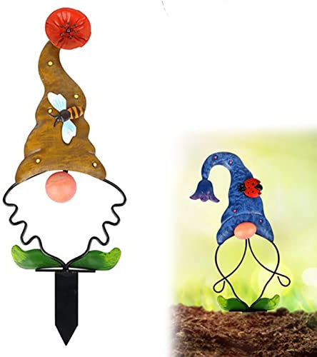 Jauhmui Metall Gartenstecker,Zwerg-Dekoration,Gartenzwerg Figuren,Metall Gartenfiguren Kunst Dekorationen,große Metall-Hofkunst,Gartendeko Für Garten Outdoor außen Garten Terrasse und Balkon (Braun)