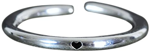 NicoWerk Damen Silberring Herz aus 925 Sterling Silber Schlicht Schmal Glatt Verspielt Romantisch Dezent Verstellbar Offen SRI933