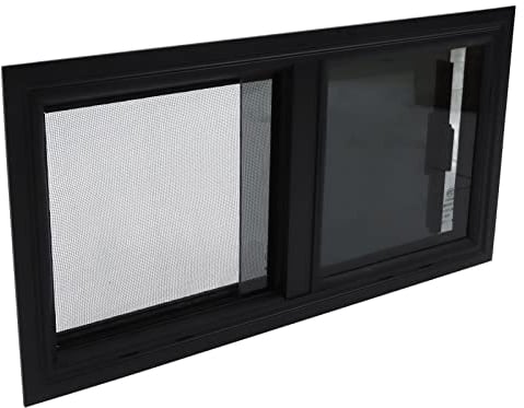 Wohnmobilfenster, 21,65B X 10,24H, Schiebefenster, Schwarz, Horizontal, Vertikal Schiebbar, Ersatz Anhängerfenster, Camper-Fenster mit Sichtschutz, Insektennetzen, für Wohnmobile