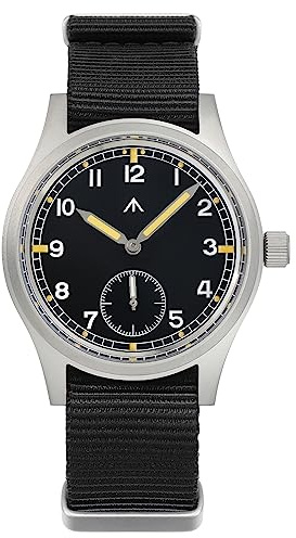 TACTICAL FROG Militado D12 V2 Military Men's Watch, VD78 Quartz 36mm Dial Military-Style Dress Watches Sapphire Crystal C3 Luminous, Black Nylon Watch Strap