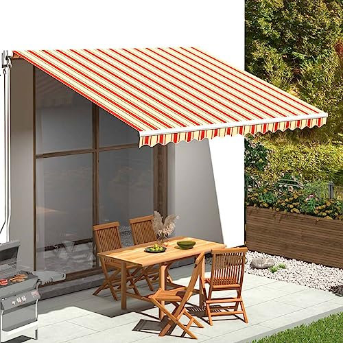 FIRBNUS Tessuto di Ricambio per Tenda da Sole 380x295 cm Tettoie in Tela Giallo e arancione