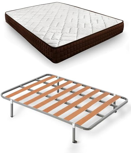 HOGAR24 ES Lit Complet | Sommier Basic + Matelas Dream Flex 13 | Ensemble de Pieds avec Pince de 25 cm | Dimensions : 120 x 190 cm