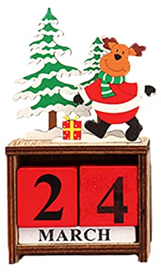 Weihnachtskalender 2023 Holz Countdown-Kalender Weihnachtsmann und Rentier Weihnachtskalender Kinder Kreatives Weihnachtsdeko Adventskalender 2023 Mode Deko Wohnzimmer (C, One Size)