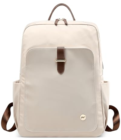 DEEVORCA Zaino Semplice Donna Elegante Zaino Antifurto per 14 Pollici Laptop con Maniglia Borsa del College Casuale Viaggio Vacanza Quotidiano Impermeabile Nylon Donna Borse da Scuola Bianco