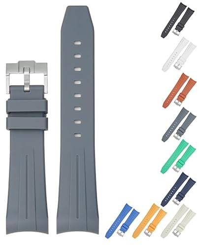 Ersatz-Uhrenarmband für Blancpain X Swatch, 22 mm, gebogenes Ende, Gummi, mit Schnalle für Blancpain X Swatch, Silikonkautschuk, mehrere Farben (grau)