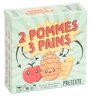 Pretexte - 2 Pommes 3 Pains - Jeu de Société Idéal pour s'Amuser en Famille ou Entre Amis en Soirée - De 2 à 6 Joueurs - Jeu d'Ambiance - A partir de 8 Ans