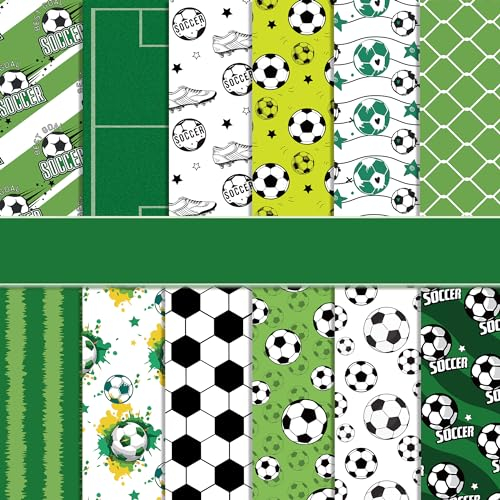 VIVIQUEN Doppelseitiges Papier, Fußball-Muster, 30,5 cm, strukturiertes Sammelalbum, Papier, Bastelpapier, flach gefaltet, für DIY-Hintergrund, Kartenherstellung, Scrapbook, Fotoalbum, Dekoration, 24