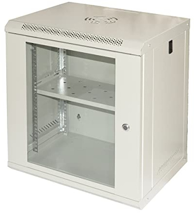 Connetto CO1912UL Schrank Rack 19 Serie Light mit Tür aus gehärtetem Glas und Schlüsselschloss Farbe Grau Kapazität 12 Einheiten Abmessungen 53 x 40 x 60 cm Tragfähigkeit 30 kg eine Einheit