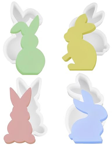 Aucaer 4 Stück Osterhasen Silikonformen, Einfach zu verwenden, 3D Silikonform für einzigartige Ostergeschenke, Silikonformen für kreative Dekorationen