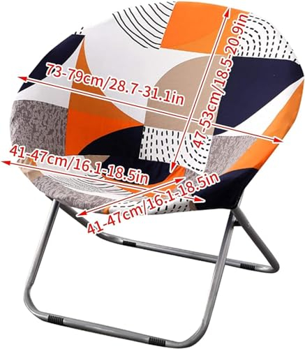 Konsilsa Stretch papasan chair cover, Round saucer chair cover Spandex Printed Folding Saucer Camping Slipcover (Color : D, Size : 1pc)