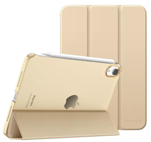 MoKo for iPad Mini 7 (A17 Pro) Generation Case 2024, iPad Mini 6 Case 2021, 8.3-inch Slim Lightweight Protective Hard Back PC Shell Stand Cover Support Touch ID, Auto Wake/Sleep, Clay