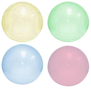 Landrain 4 Stück Aufblasbarer Reißfester Bubble Ball, Reissfester Bubble Ballon zum Befüllen, Wwasserball Groß Wiederverwendbarer (4)