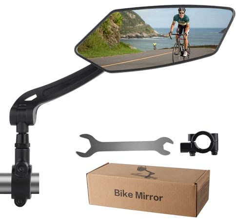 OITUGG Bike Mirror - Right Bicycle Mirror - HD Wide Angle, 360° Adjustable, Easy Install, 22-25mm Handlebar, 14.5 x 5.5cm