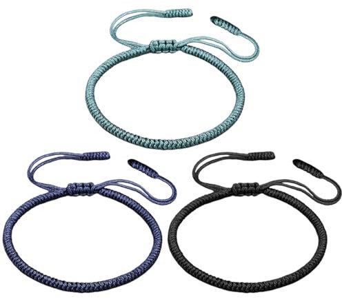 ZBHDEYG 3 Pièces De Bracelets Tressés, Bracelets De Couleur Foncée, Bracelets De Couple, Bracelets Réglables, Bracelets Porte-Bonheur, Bracelets Personnalisés Simples, Cadeaux D'Amitié