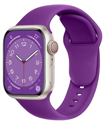 ELETTRONEO C1 Cinturino per Apple Watch Ultra 3 2 49mm, Serie 11 10 46mm, 9 8 7 45mm 41mm, SE 6 5 4 44mm 40mm, 3 2 1 42mm 38mm Donna Uomo Band Bracciale Sport Silicone, Regina Viola