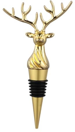 Ciieeo Elch Flaschenstecker Aus Weinlegierung Weinflaschenverschluss Mit Elchkopf-Form Langlebig Und Lichtecht Für Weinflaschen-Dekoration