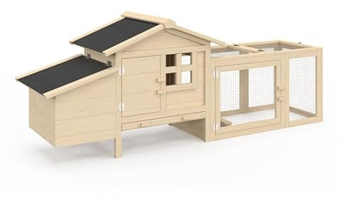 IDMarket - Hühnerstall auf Stelzen mit Freigehege und Legenest aus Holz, für bis zu 2 Hühner