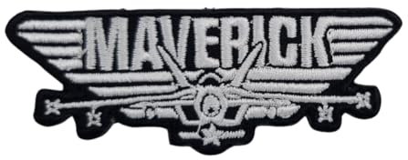 COMERCIAL MERCERA, Top Gun Aufnäher Patches, Originale, Aufnäher Ideal für Mützen, Jacken, T-Shirts oder Schultaschen, 100% Polyester (Maverick, XL Gestickter)