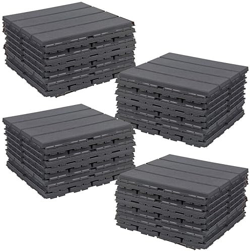 URBNLIVING 36Pc Interlocking Plastic Garden Decking Tiles, Outdoor Patio Pathway Grid, Durable & Easy Installation, No Tools Required, 33x33cm Floor Tiles, 36Pc