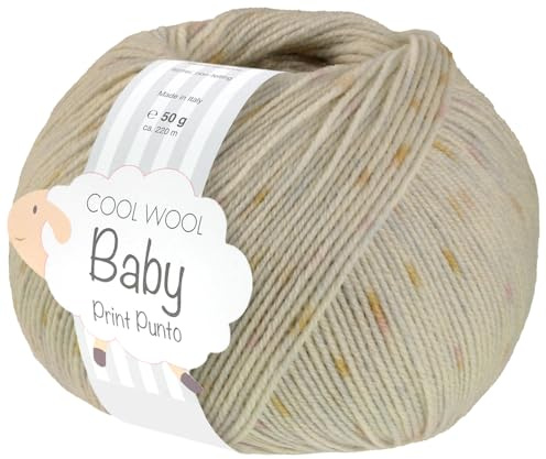 LANA GROSSA Cool Wool Baby Print Punto | 100% Schurwolle Merino, filzfrei | Handstrickgarn aus 100% Schurwolle (Merino) | 50g Wolle zum Stricken & Häkeln | 220m Garn FB 373