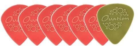Ovation Diamond Picks Nylon Sharp Tip Plectrums - Super Grip - pointed - 7-piece set (6+1 Nylon Standard free) - 0.60 mm - coral red - red - Made in Czech Republic
