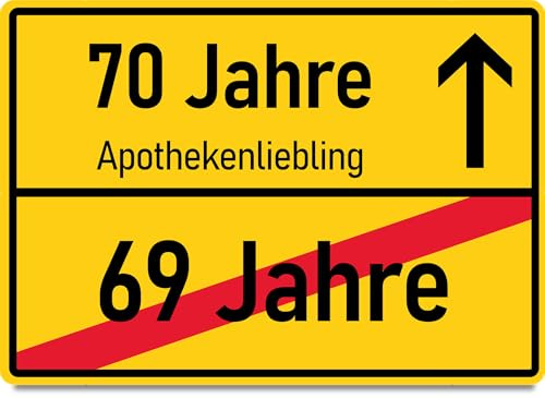 70 Geburtstag Karte Ortsschild 70 Geburtstag Holzkarte - Geburtstagskarte mit Umschlag - originelle Ortsschild-Grußkarte zum 70. Ehrentag, besondere Überraschung für die Feier, besondere Karte